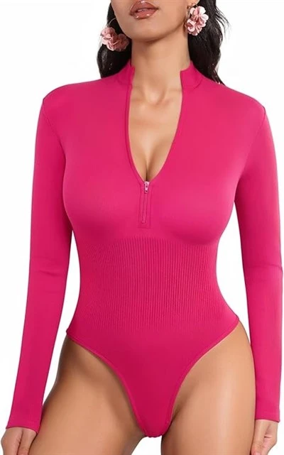 Uzun kollu tanga fermuarlar için bodysuits kadınlar için